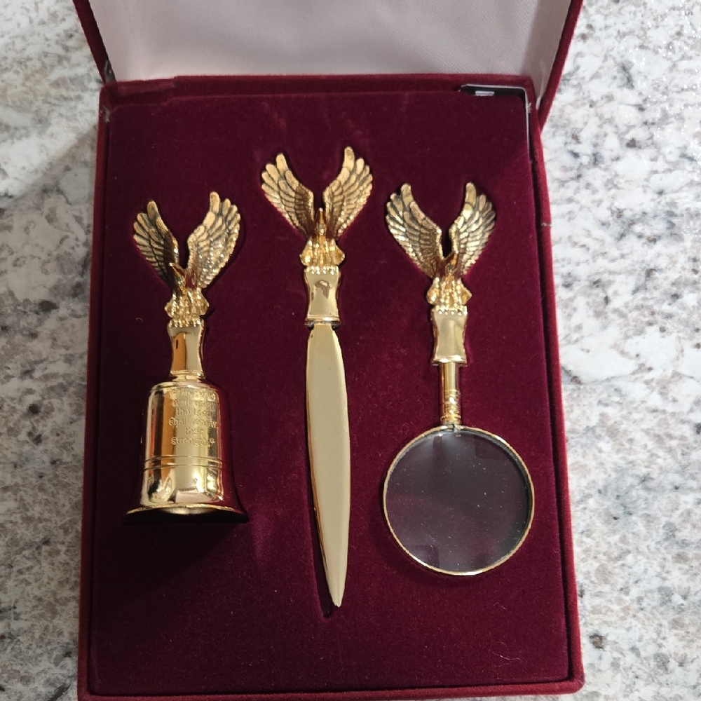 Gold Eagle Desk Accessory Set - Home Accents